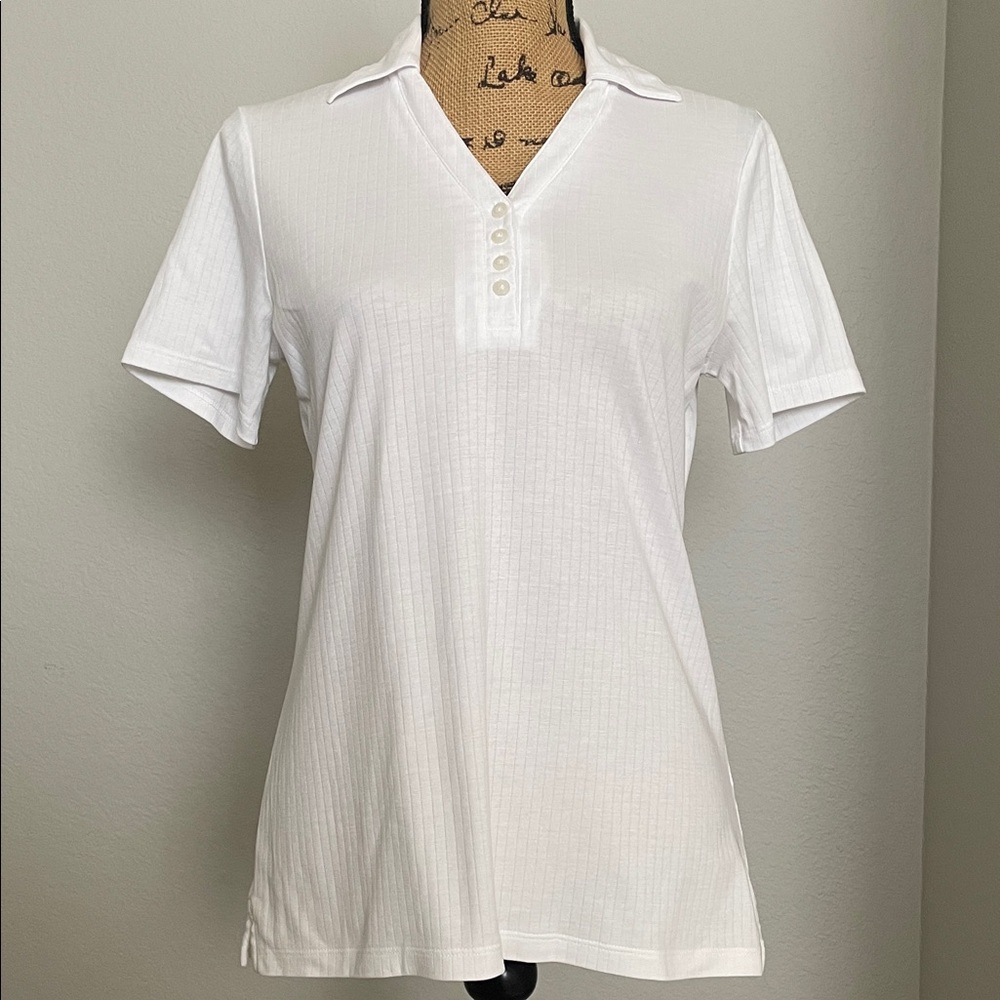 Cutter & Buck White DryTec Luxe Performance Polo Shirt